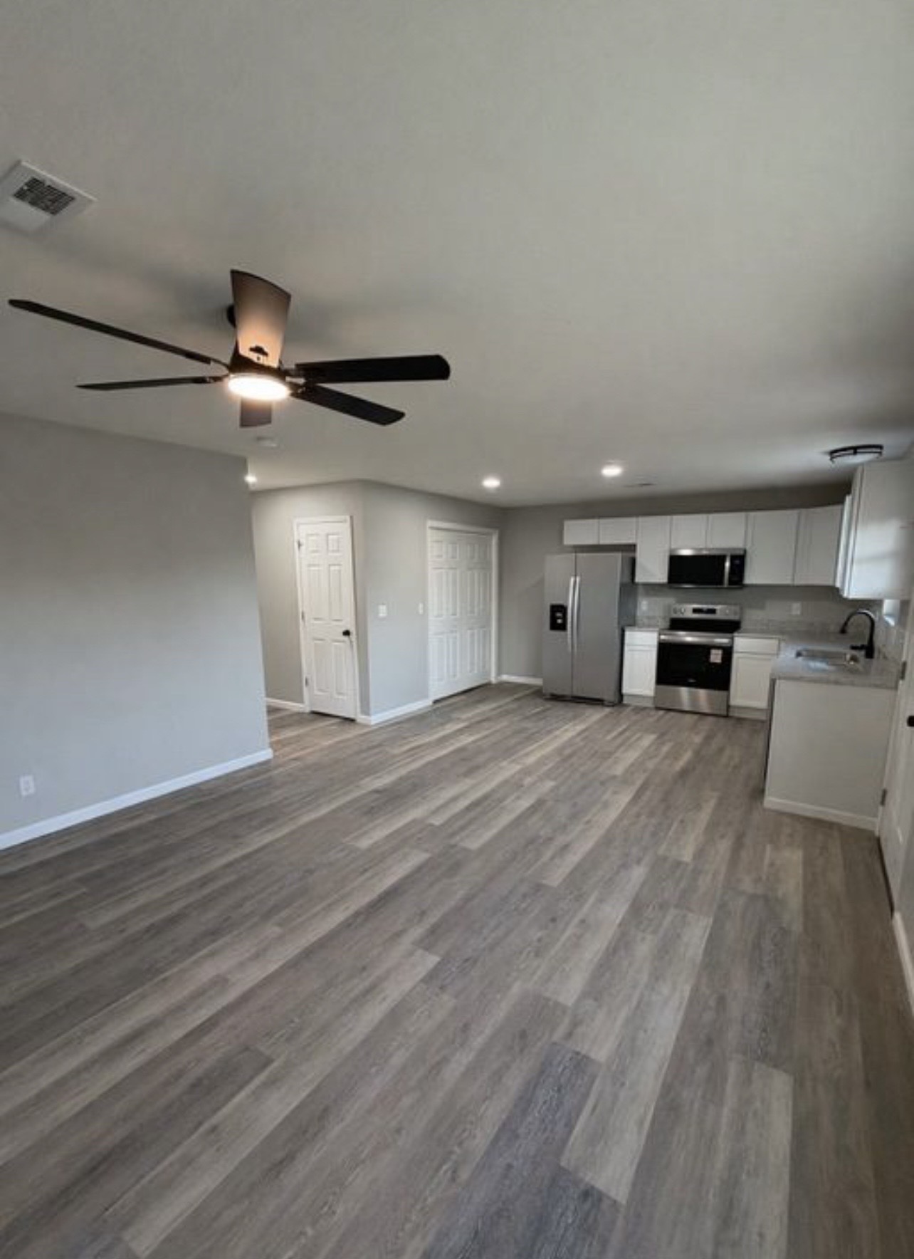 Open living room and kitchen